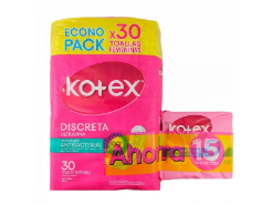 Toallas higiénicas Kotex Discreta +protec 15 X 24 un