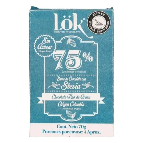 Barra de Chocolate Lok Stevia 75% 70 g