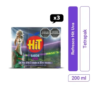 JUGO HIT UVA TETRA X 200 ML X 3 UND